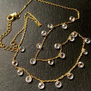 Gold-filled 925 Silver Chain with White Topaz Stones